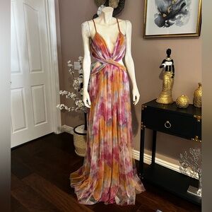 Fashion Nova Vibrant Multicolor Backless Dress